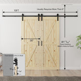 30x80 inch Double Barn Door with 10ft Sliding Barn Door Hardware Kit Included, Unfinished Solid Spru