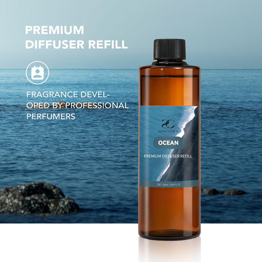 Diffuser Oil Refill, 250ml / 8.45 fl oz, Ocean - Reed & Aromatherapy Diffuser Oil, Long-Lasting Home Fragrance