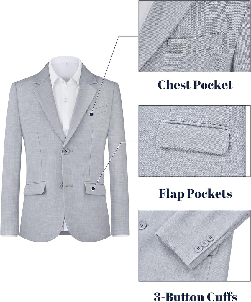 Boys' Slim Fit Suit 3 Pieces:Jacket, Pants, Shirt,Summer Suit Set for Teens Boys Wedding Beach