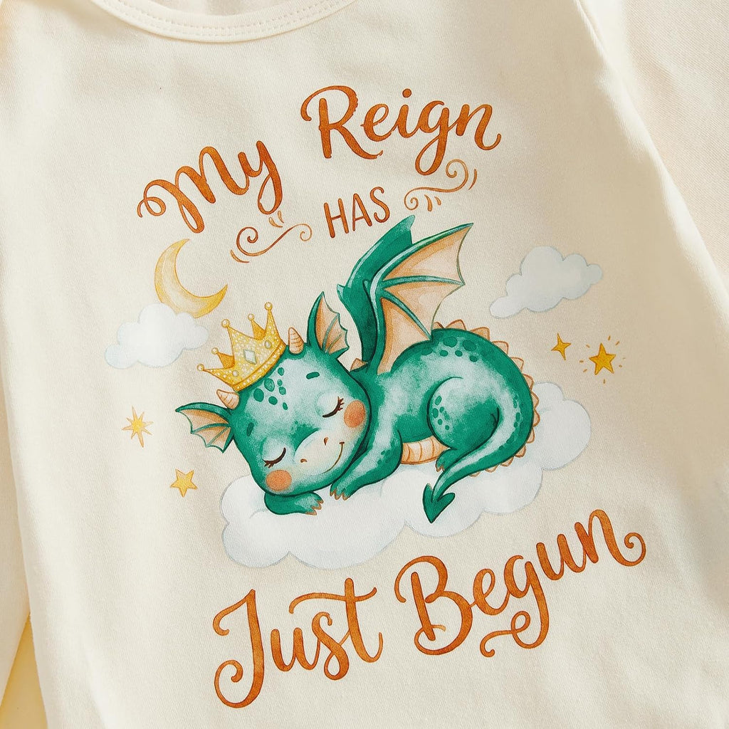 Newborn Baby Boy Fall Clothes Dragon Bear Romper Pants Set with Hat