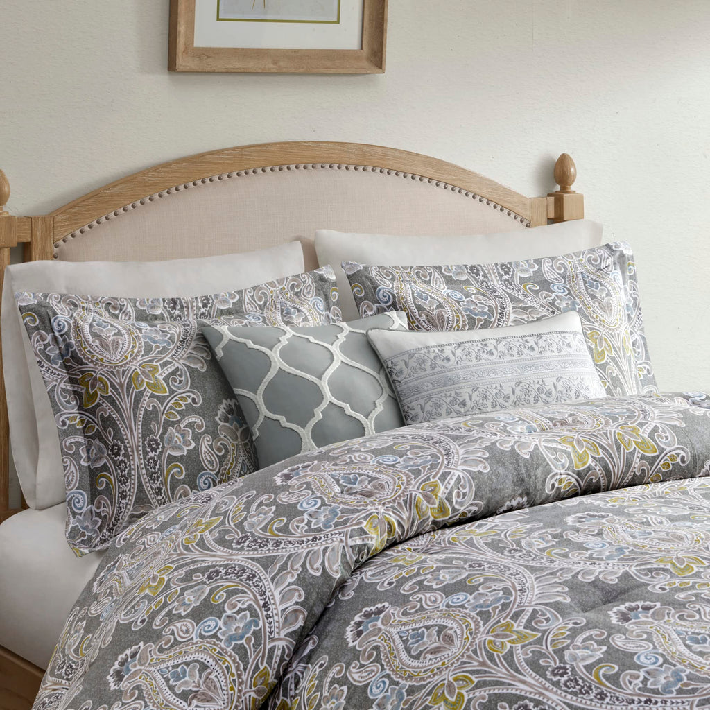 Cozy Cotton Comforter Set - Classic Modern Design, All Season Down Alternative Casual Bedding, Matching Shams