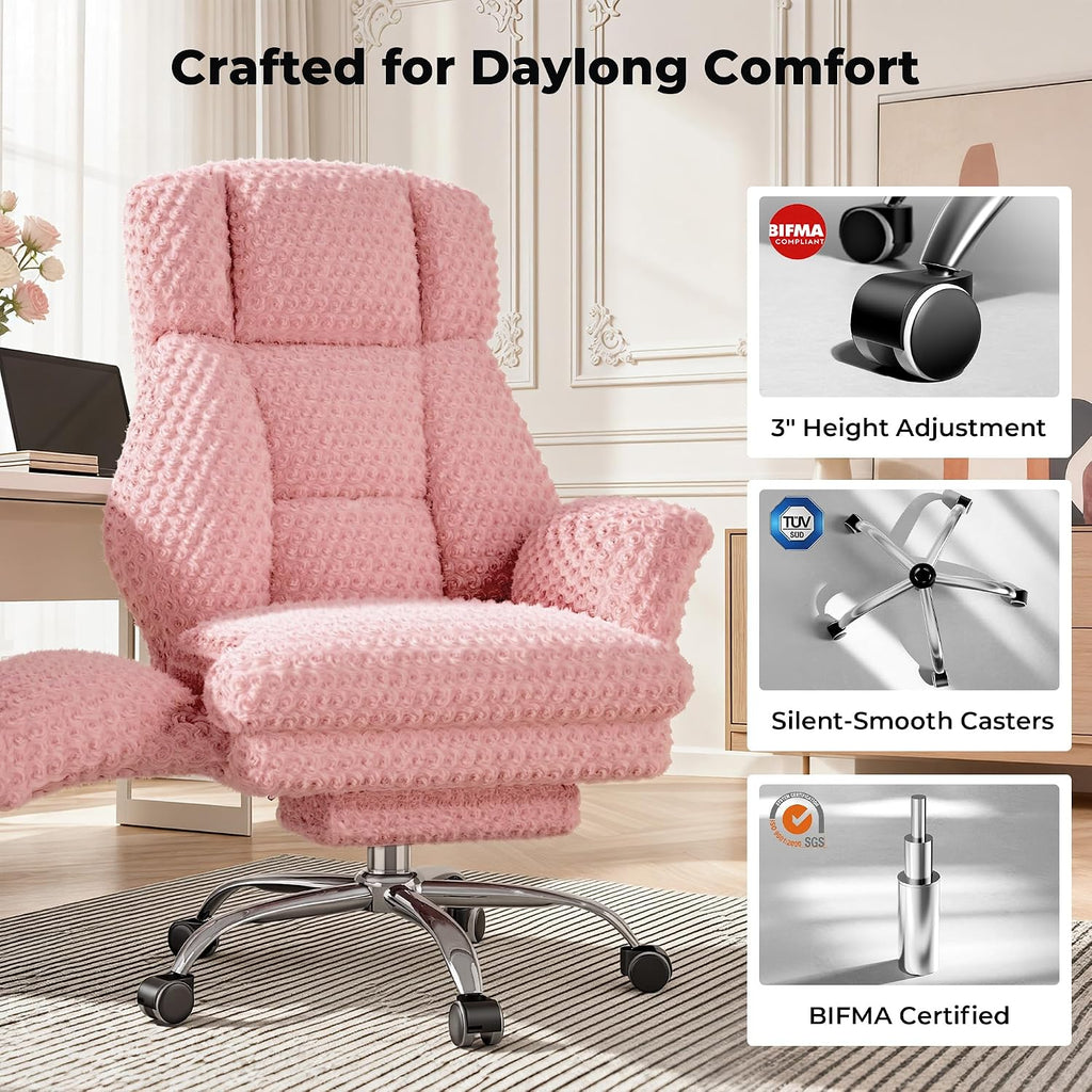 Big and Tall Office Chair with Foot Rest & Flip Armrests | Executive Ergonomic Computer Gaming Chair, for Pets &