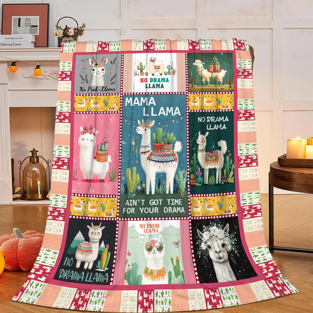 Llama Blanket, Alpaca Throw Blanket, Llama Tropical Gifts Blankets Stuff Fleece Flannel Plush for Girls Women Men Boys