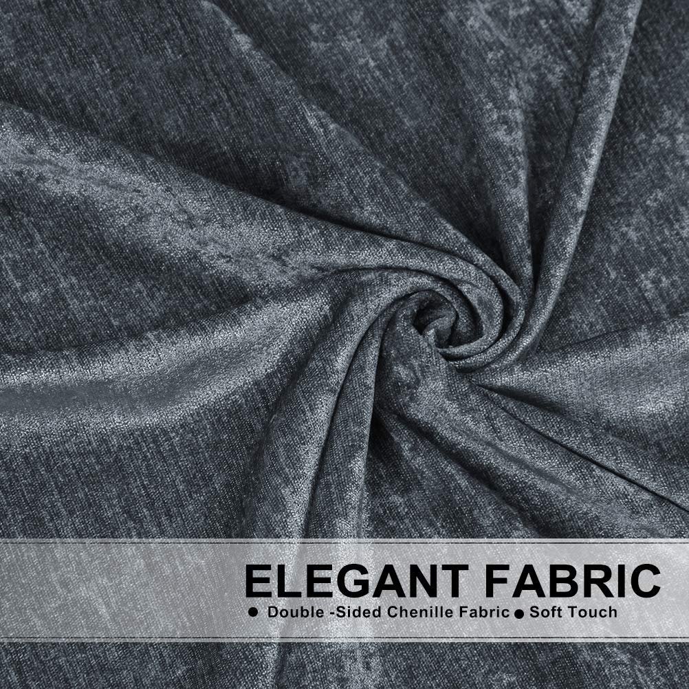 Grey Chenille Curtains Valance Window Waterfall Valance, Rod Pocket (W39 Inch, 1 Panel)