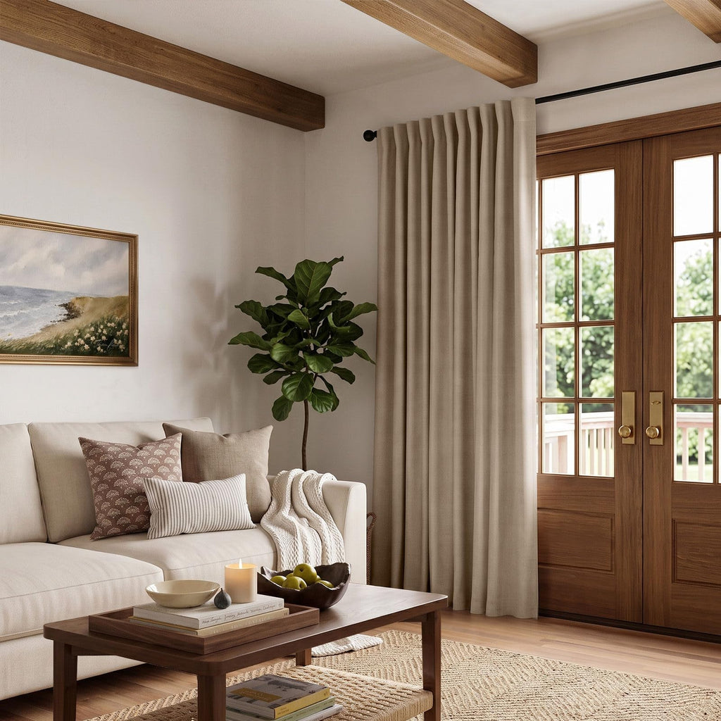 Extra Wide Linen Blackout Curtains 102x84 Burlywood Birch