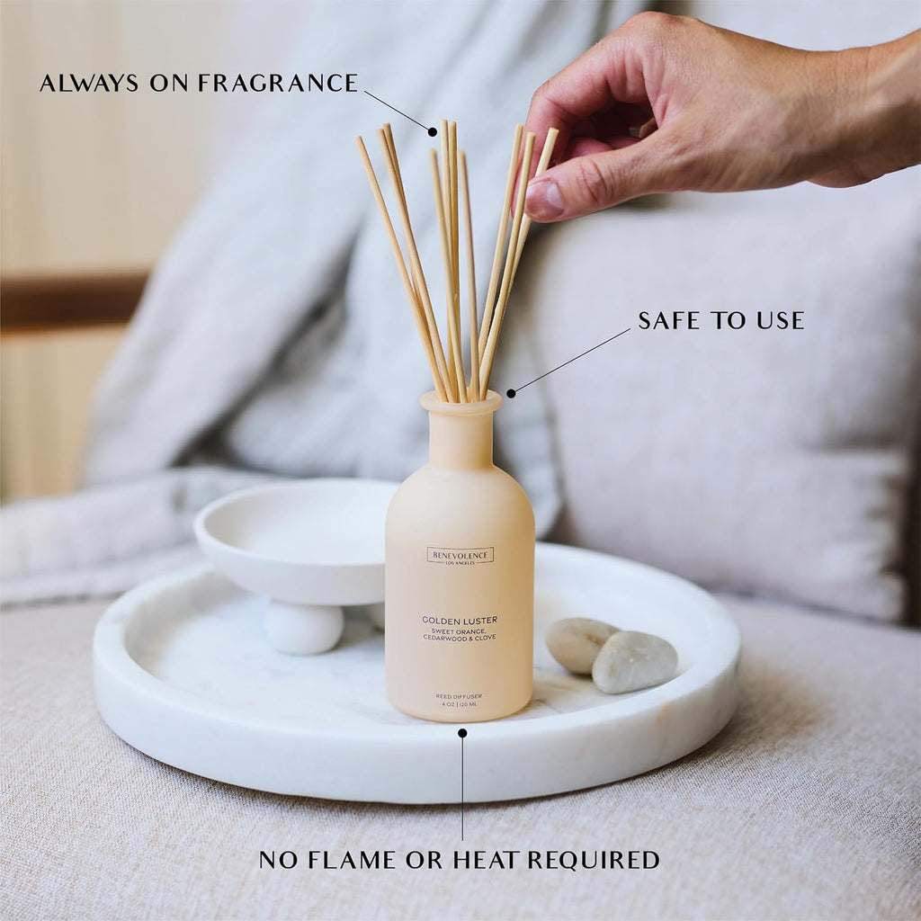 Reed Diffuser - Orange, Cedarwood & Clove | Home Fragrance Diffuser | Long-Lasting Scent Sticks - Malibu Sands