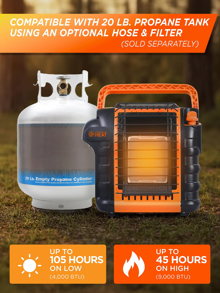 9000 BTU Outdoor Portable Propane Heater - Orange