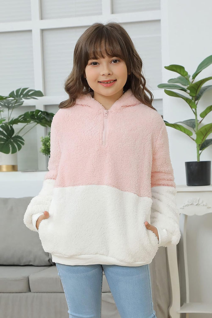 Girls Fuzzy Fleece Pullover Hoodies Sweatshirt
