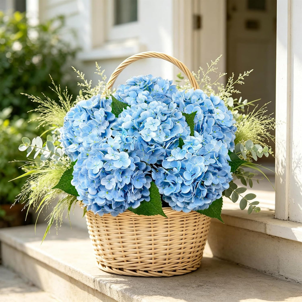 Real Touch White Hydrangea Artificial Flowers 20.5" - Set of 6