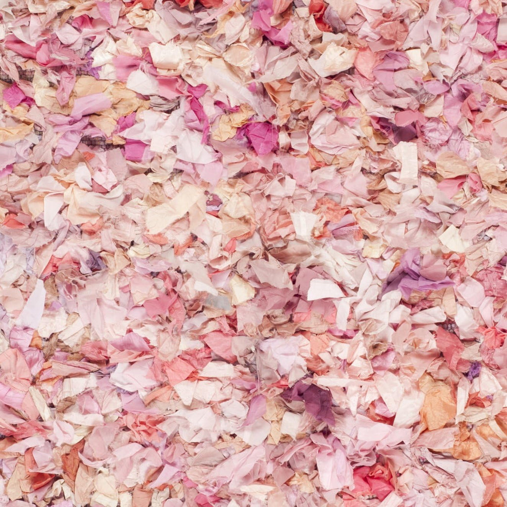 Rio Shag Collection Area Rug - 8' Square, Ivory & Pink, Handmade Decorative, 3.5-inch Thick Ideal for High Traffic