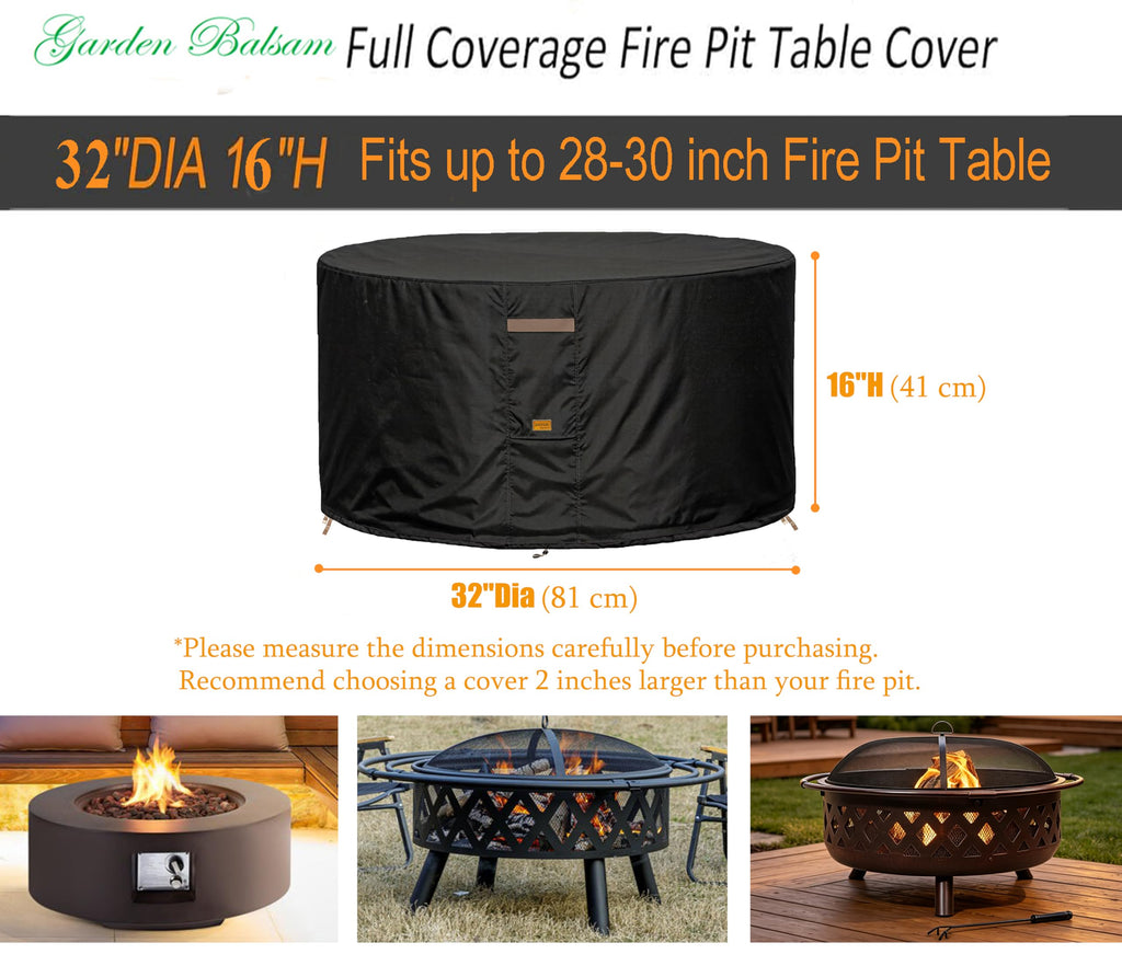 Pit Cover Round Patio Outdoor Waterproof 32Dia Black
