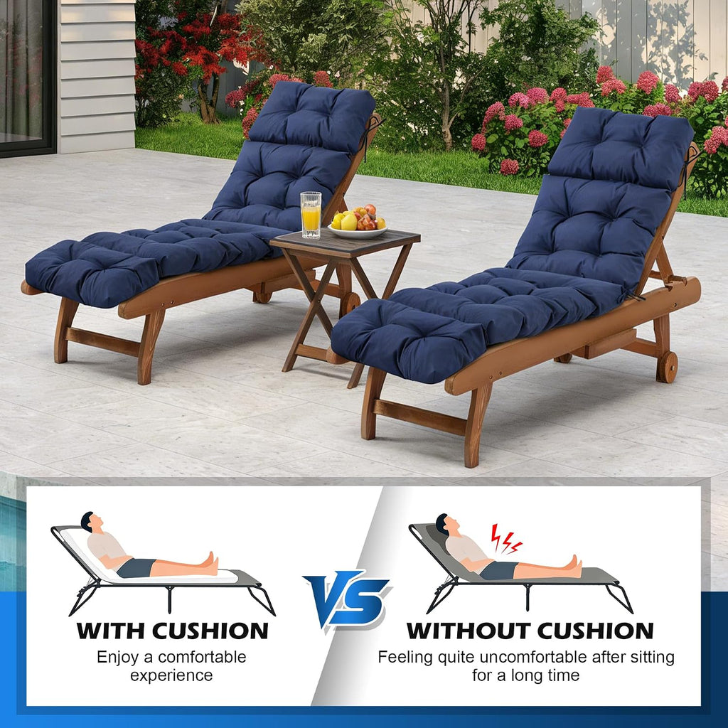 Chaise Lounge Cushions Outdoor, Waterproof & Fade Resistant Patio Lounge Chair Cushions for Outdoor Furniture, Chaise