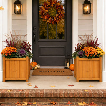2-Pack 16" Square Fir Wood Planter Boxes with Drainage Holes