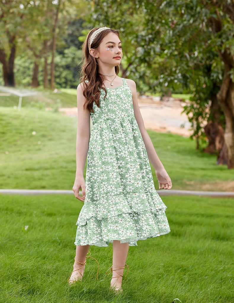 Girls Cami Summer Dress Casual Sleeveless Sundress with Pockets