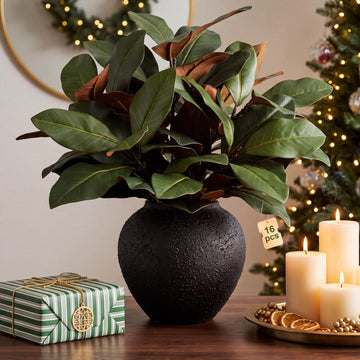 16 Pcs 21.7 Inches Artificial Magnolia Leaves Faux Stems Decor