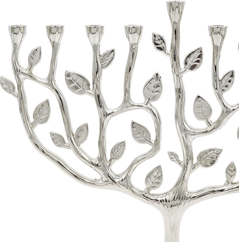 Hanukkah Tree of Life Hanukkah Antique Silver Finish Large 11 Inches Long