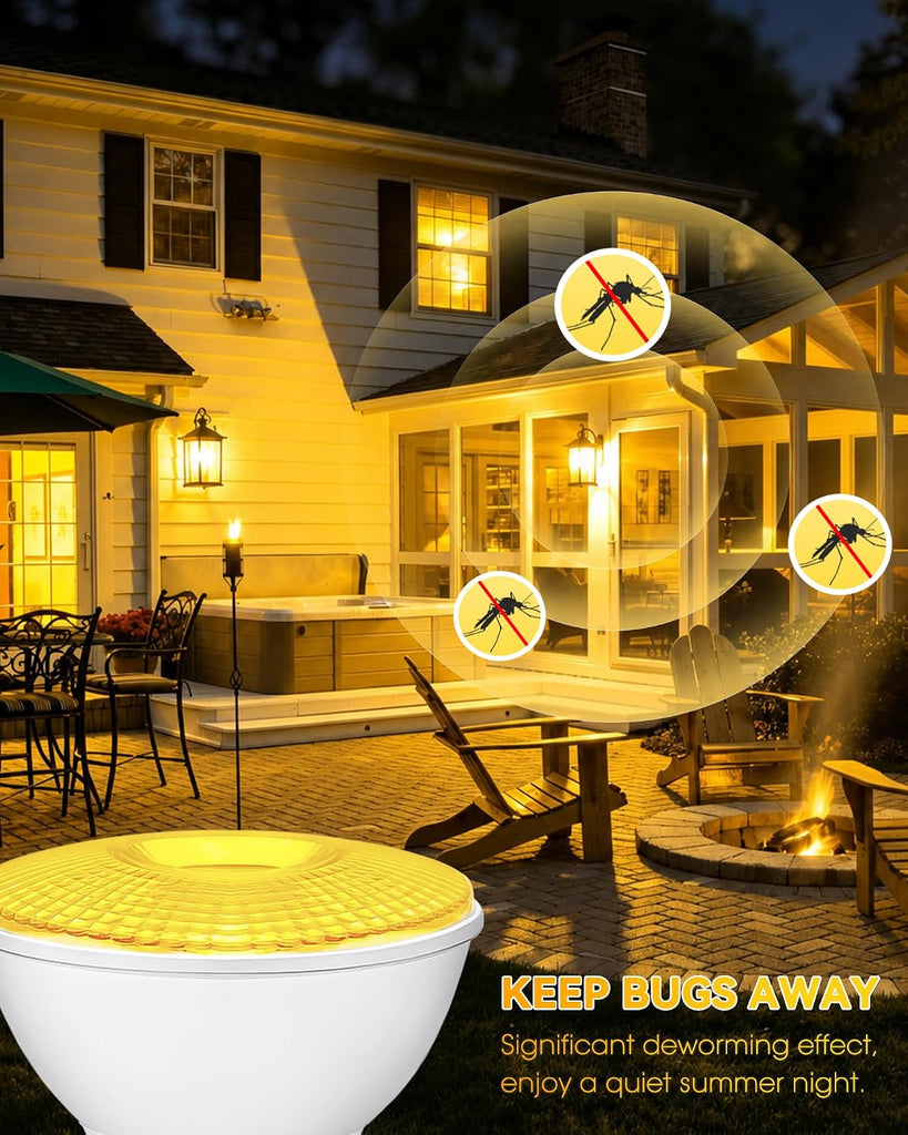 Par20 Yellow Bug Flood Light Bulb Outdoor, 75W Equivalent Dimmable