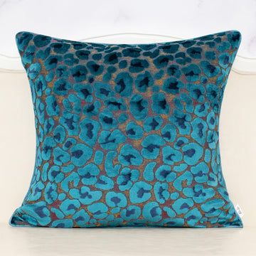 Blue Floral Throw Pillow Cover 18 x 18 Inch Cut Velvet Sqaure Luxury Decorative Pillow Cover for Couch Living Room
