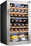 33 Bottle Dual Zone Wine Cooler Refrigerator w/Lock - Large Freestanding Wine Ce