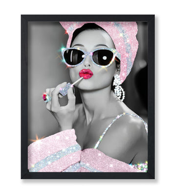 Art Sparkling Glitter Print - Audrey Poster - Fashion Art - Modern Wall Design - Chic Gift for Women & Fashionista