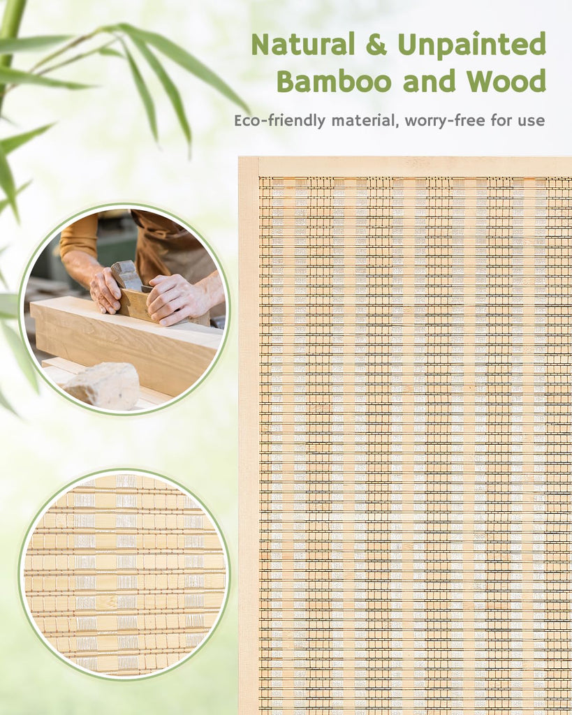 Bamboo Room Divider, 5-Panel Folding Privacy Screen, 6 ft. Tall