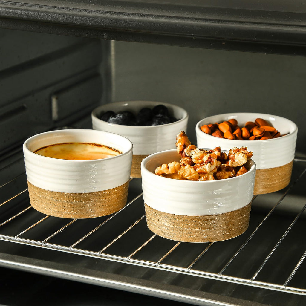 6 OZ for Creme Brulee Oven Safe, Ceramic Souffle Cups Set of 6, Small Dipping Sauce Cups for