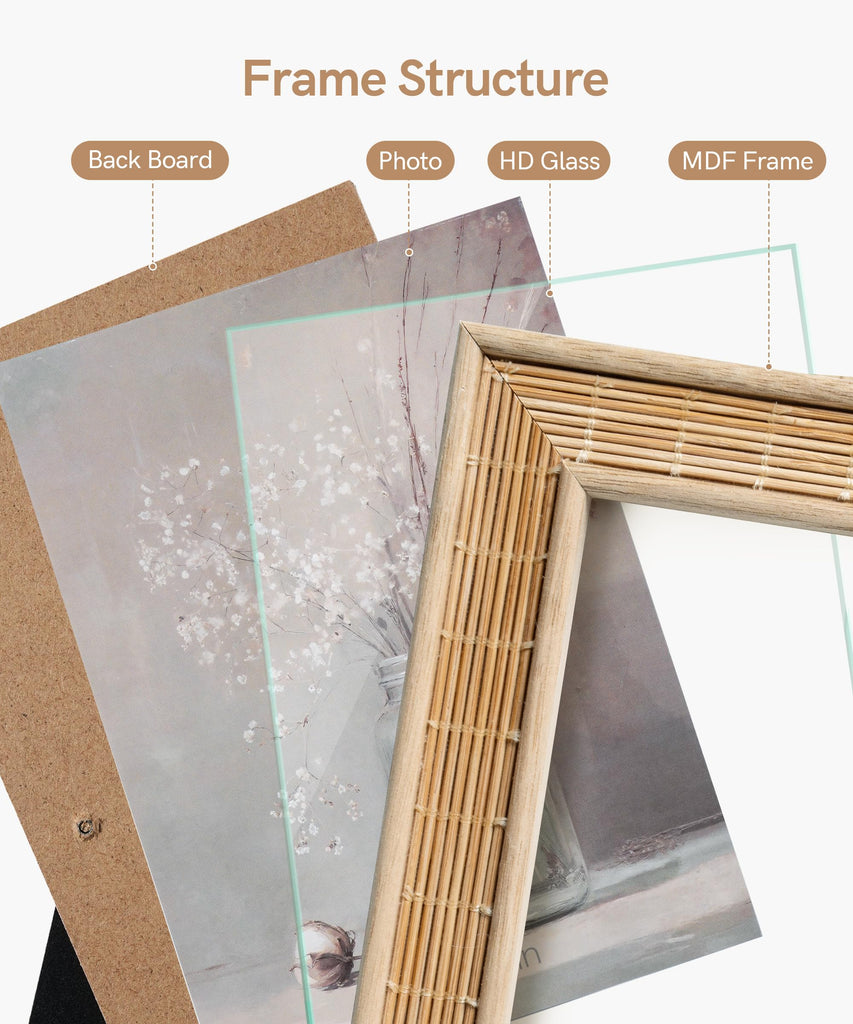 4x6 Bamboo Picture Frame Boho Rattan Wicker 4 x 6 Photo Frame