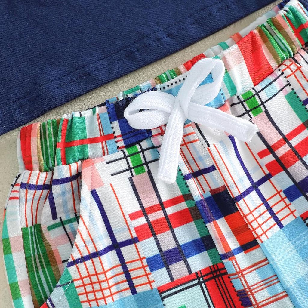 Toddler Baby Boy Clothes 12 18 Boys Summer Outfit T-Shirt Plaid Shorts Infant Beach Outfits Set