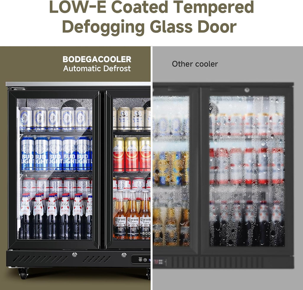 BODEGACOOLER Commercial Bar Cooler With 3 Glass Doors,11.4 Cu.Ft Under Counter B