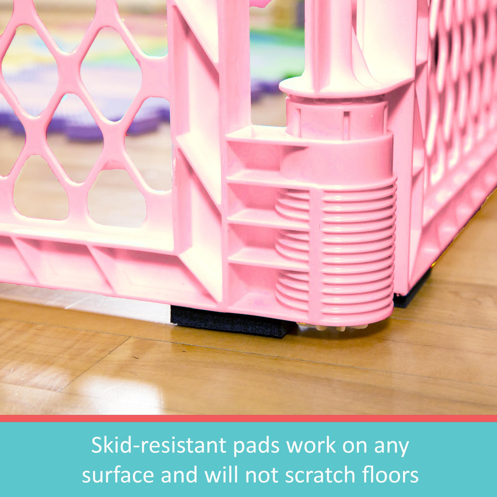 6-Panel, 18.5 SqFt Baby Playard; Pink