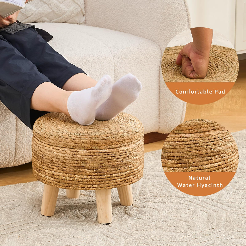 Storage Ottoman Poufs Handwoven Foot Stool