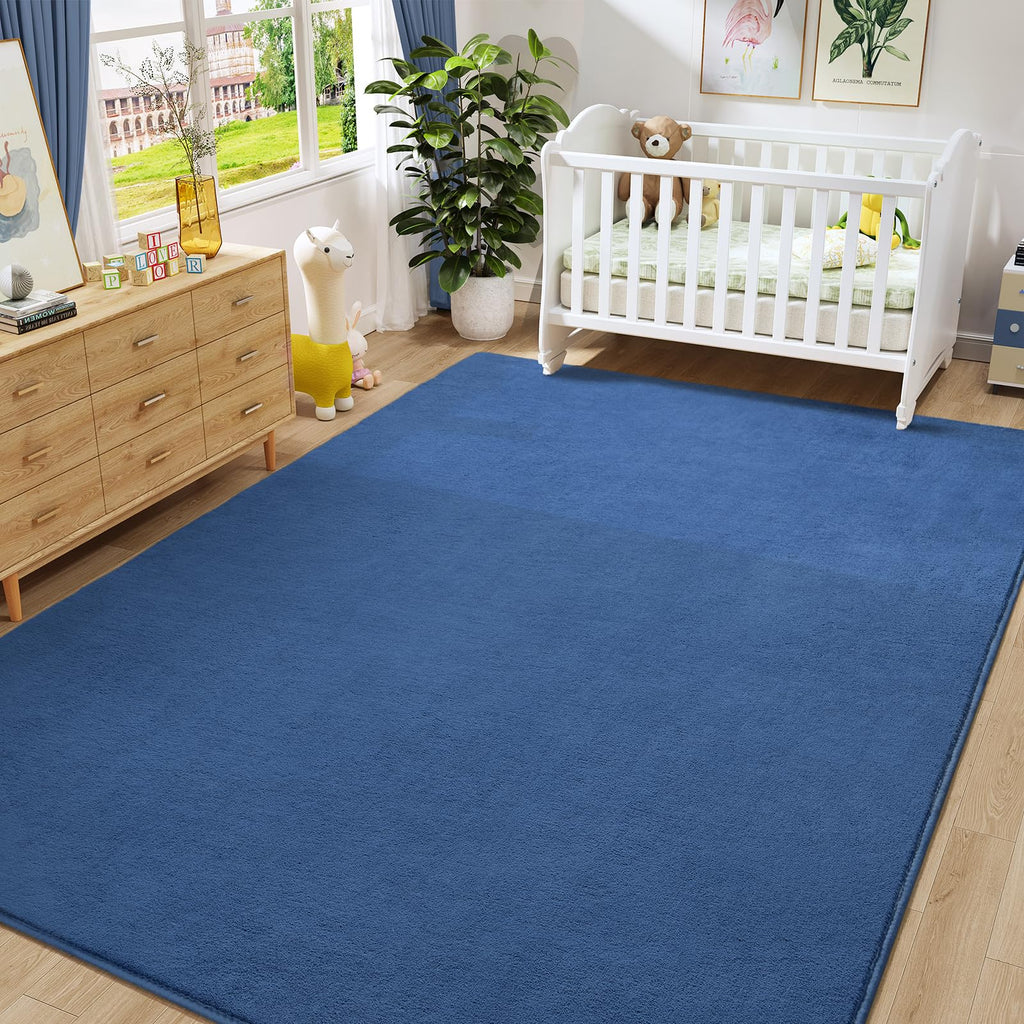 Modern Area Rugs Living Room, 4x6 Blue Memory Foam Rug