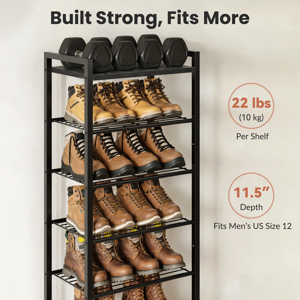 Narrow Shoe Rack 8-Tier, Tall Shoe Organizer for Small Spaces