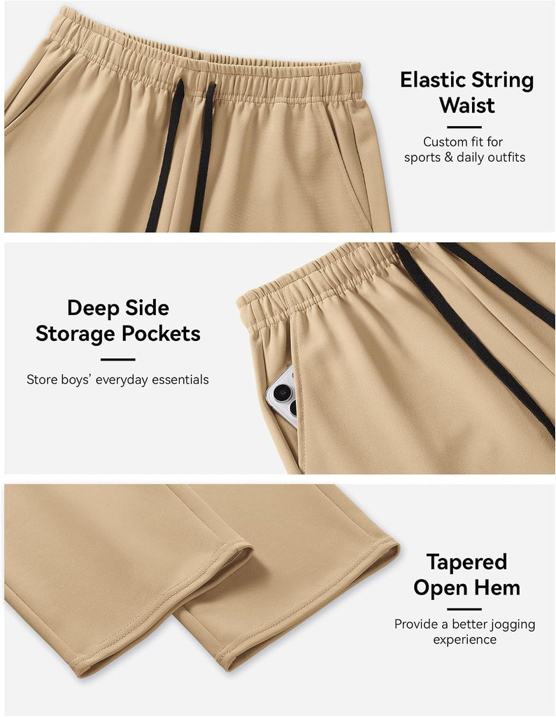 Boys Athletic Pants Tapered Joggers School Uniform Cloth