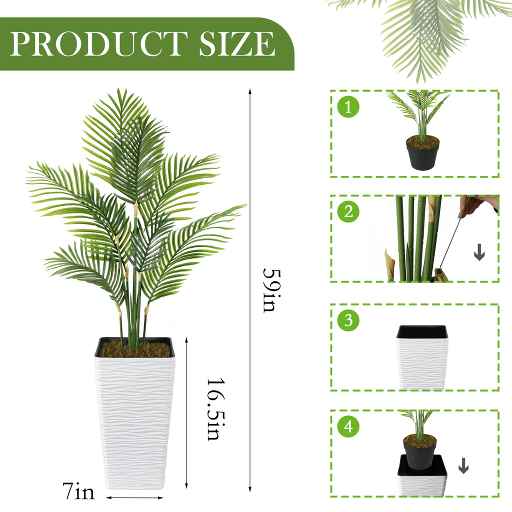 5FT Artificial Palm Tree Fake Plant Tree with Planter Outdoor