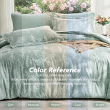 Queen Comforter Set 7 Pieces, Sage Green Bed in a Bag Queen Reversible Botanical Flowers Design