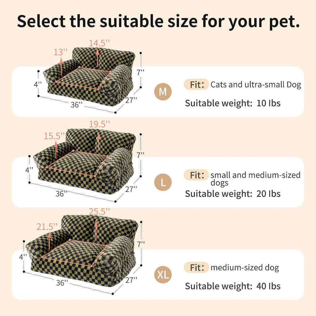 Faux Fur Cat & Dog Sofa Cat Couch Mini Cat Bed Indoor Human Style Pet Sofa, Modern Pet Furniture for Cats, Washable &