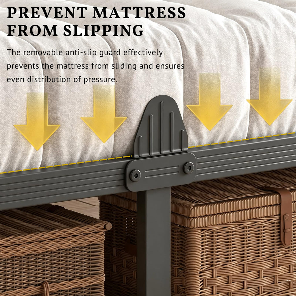 12 Inch Twin Metal Daybed Frame with Minimalist Modern Headboard
