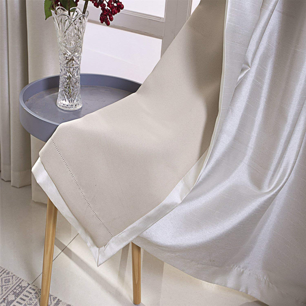 Faux Silk Blackout Curtains, Fully Lined Solid Color Window Treatment Drapes Thermal Insulated Grommet Top Room