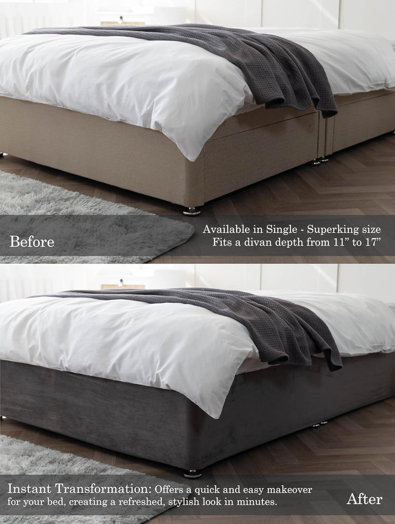Faux Suede Box Spring Cover (Linen, King/Cal King/Olympic Queen) | Transform Your Bed with This Fully Elasticated