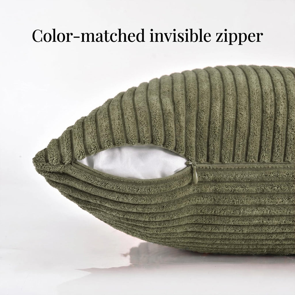 2 Packs Olive Green Long Lumbar Decorative Throw Pillow Covers 12x24 Inch for Couch Bed Sofa, Rustic Farmhouse Boho
