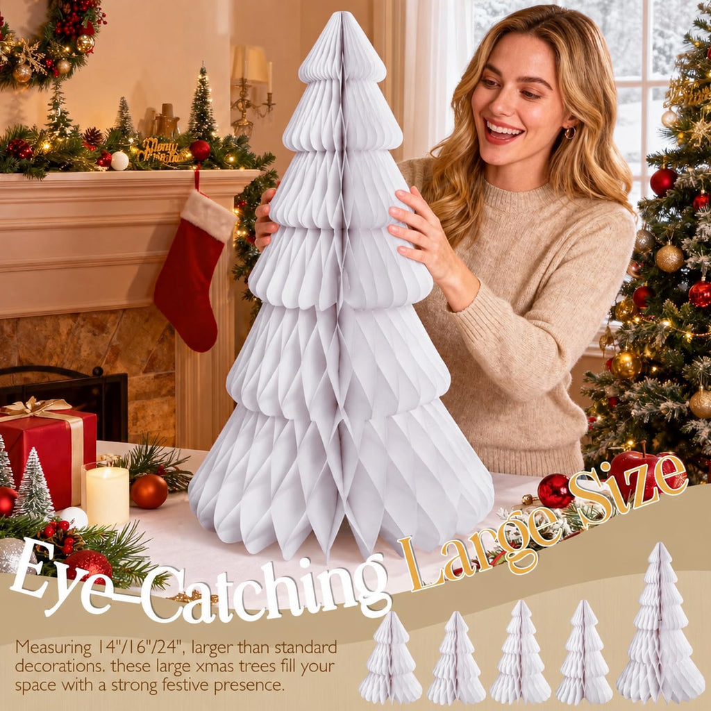 Table Decor, Large Honeycomb Paper Trees, 14-24 Inch, 5-Pc