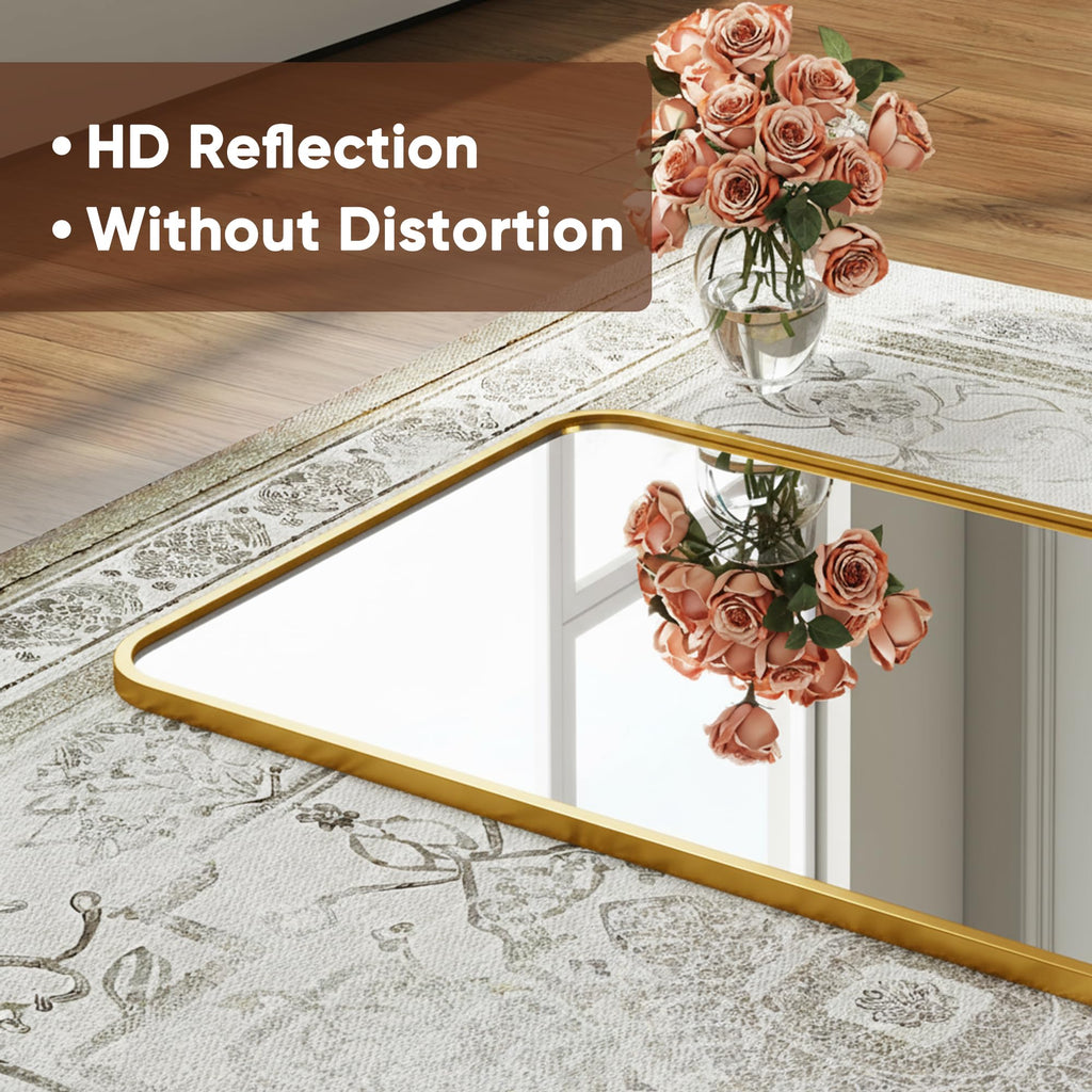 58" x 20" Full Length Over-the-Door Mirror, Hanging Mirror, Gold