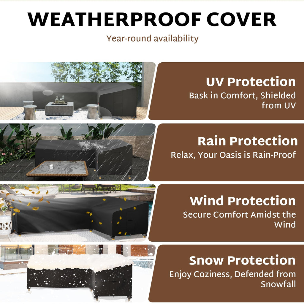 Outdoor Sectional Cover 112 x 112 inch L-Shaped Large Couch Sofa