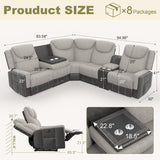 Home Theater Seating, Manual Recliner Sectional Sofa for Living Room