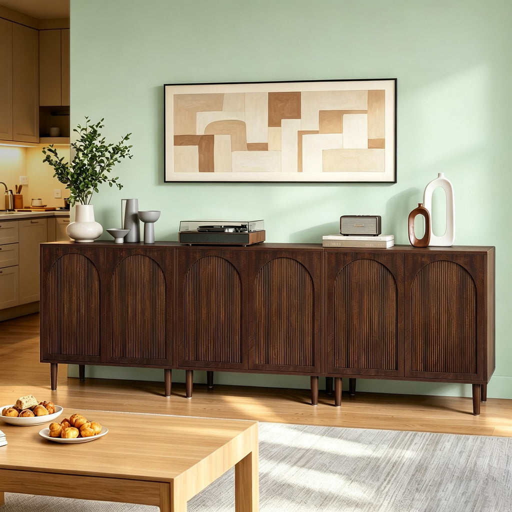 31.5" Dark Walnut Sideboard Buffet Cabinet with Storage Set of 3