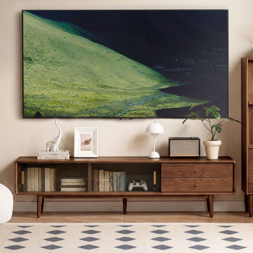 60" Solid Oak Wood TV Stand, Modern Entertainment Center, Fully Assembled