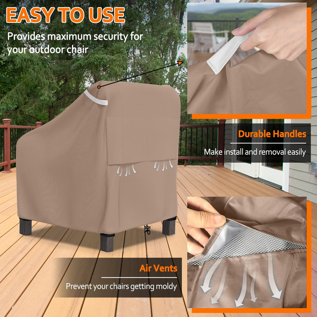 Patio Outdoor Chair Covers 2 Pack, Outdoor Furniture Covers Waterproof Adapter for Lawn Lounge Seat, Wicker, Swivel