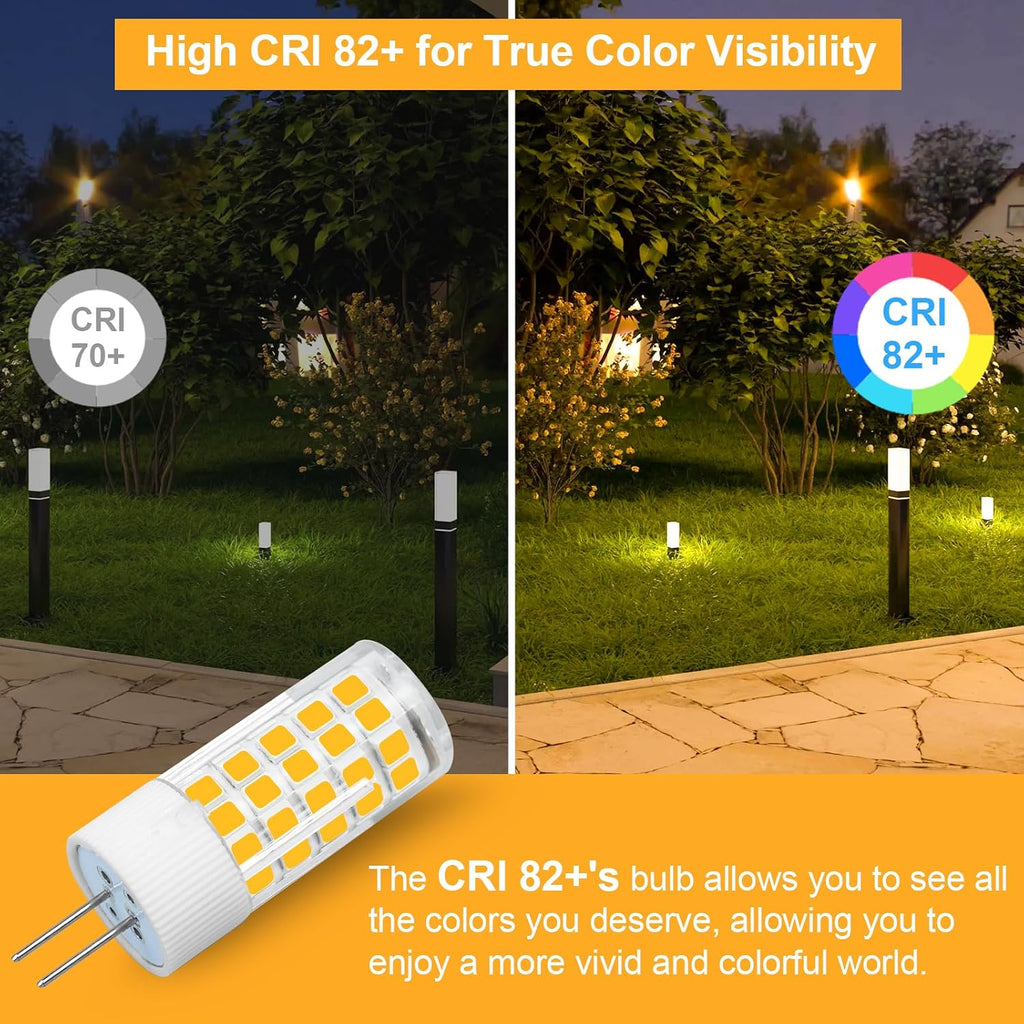 G4 JC T3 Bi-Pin Base LED Bulbs 4W AC/DC12V Warm White 3000K 5-Pack