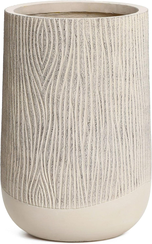 LuxenHome Blended Tan 27" Tall Plant Pot, Large Garden Pot for Plants | With Drainage Hole and Plug, Textured Finish